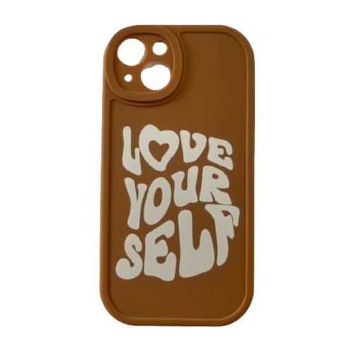 Coque IPhone "Love Yourself" - Marron
